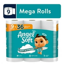 Angel Soft Toilet Paper, 9 Mega Rolls, Soft and Strong Toilet Tissue