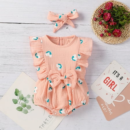 

Hunpta Summer Romper Bow Bodysuit Baby Outfits Infant Floral Girls Girls Romper&Jumpsuit