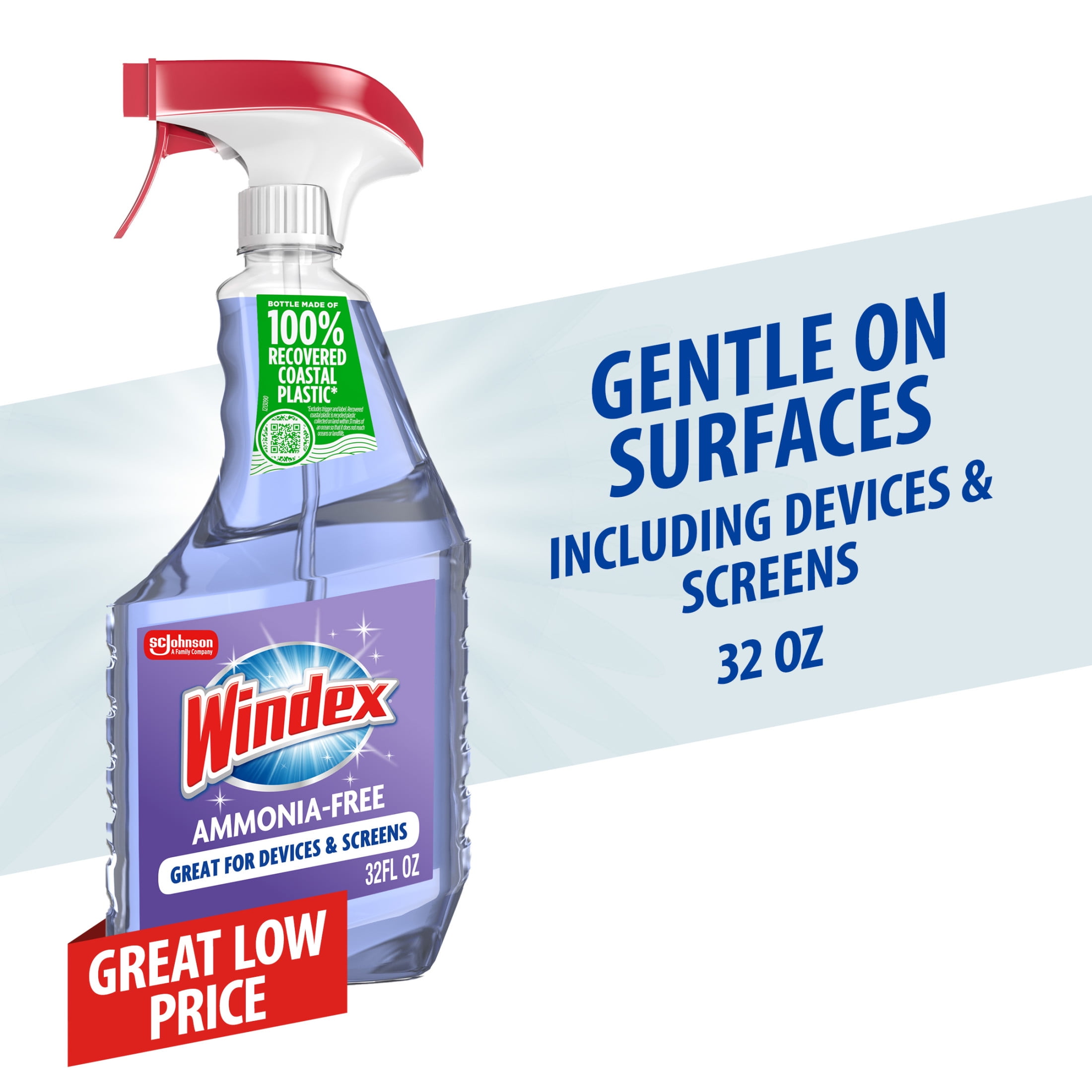 (8 pack) Windex® Ammonia-Free Glass Window Cleaner, Spring Cleaning Supplies, Crystal Rain Scent, Spray Bottle, 32 fl oz