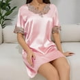 thumbnail image 7 of Tnhcen Women's Satin Nightgown V-Neck Sleepwear Bridal Loungewear Short Sleeve Nightdress Soft Pajamas S-XL Multiple Colors Available Pink, 7 of 7
