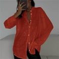 thumbnail image 2 of Oversized Tshirts Shirts for Women Long Sleeve Fashionable Sequin Lapel Solid Color Casual Shirt Short Sleeve Women's Tops, Tees & Blouses, 2 of 5