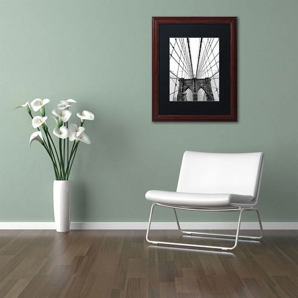 Trademark Fine Art "Brooklyn Bridge 3" Canvas Art by CATeyes, Black Matte, Wood Frame