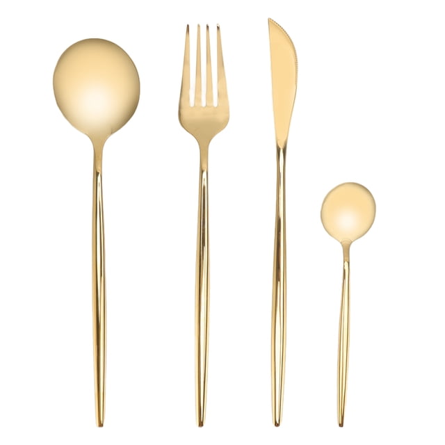 Gold Flatware Set, Gold Silverware Set Complete Cutlery Rustproof Stainless Steel For Party