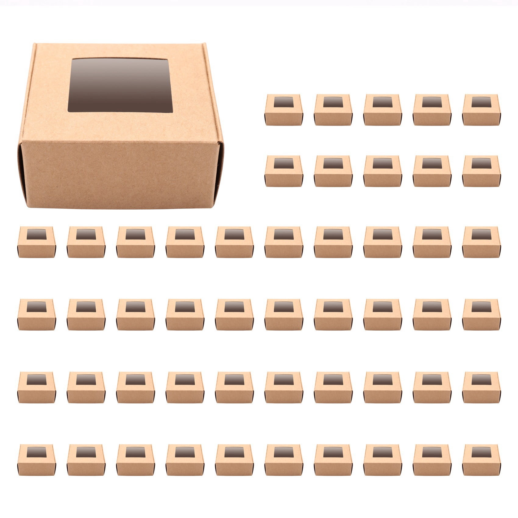Buy 50 Pieces Mini Kraft Paper Box with Window Present Packaging Box ...