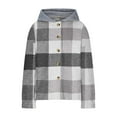 thumbnail image 4 of clear 50% off wycnly Winter Womens Hooded Shacket Womens Flannel Jacket Fashion Button Down Plaid Print Shirt Coat Ladies Loose Long Sleeve Fall Comfy Woolen Outwear 2023 Hooded Shacket, 4 of 4