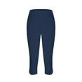 thumbnail image 4 of Futezty Womens Bottom Capri Leggings Stretch Comfy Dailywear Capris Pants Slim Fitted Solid Workout Yoga Legging for Women, 4 of 4