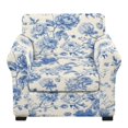 thumbnail image 2 of FKELYI Retro Flower Blue Print 2 Pcs Stretch Armchair Slipcover with Individual Cushion Cover Non-Slip Furniture Protector for Living Room Couch Sofa Covers, 2 of 7