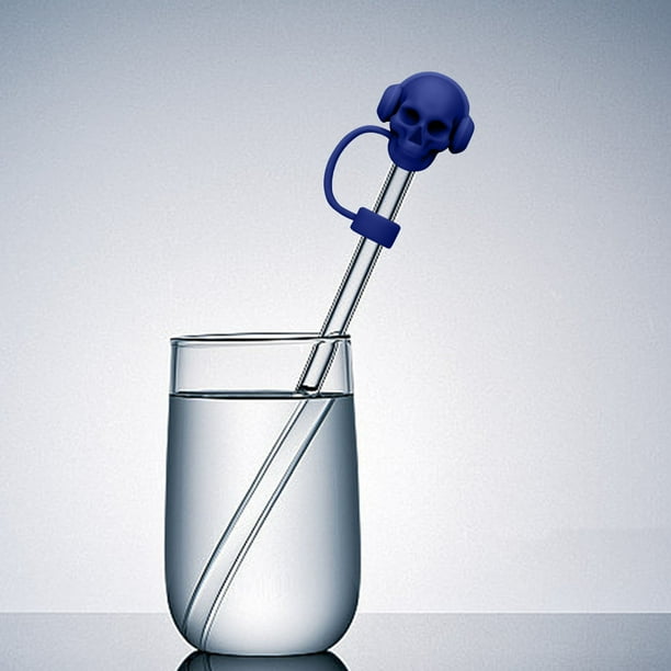 Vaso de silicona de grado alimenticio con tapa de popote y calavera de 10 mm, ideal para Halloween, con popote flexible, a prueba de fugas, portátil, plegable, base antideslizante, ideal