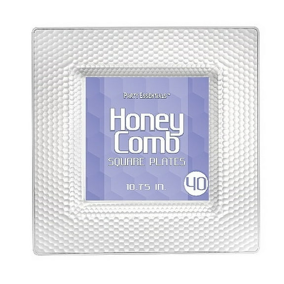 1 - Party Essentials 10.75" Honeycomb Square Plates - Clear 40 Ct.