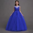 thumbnail image 6 of hengsof Girls Fashion Floral Print Solid Sleeveless Round Neck Mesh Dress Sweet Flower Girl Formal Gown for Wedding Party 4-14 Years, 6 of 8