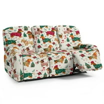 ZIATUBLES 8 PCS Recliner Sofa Covers for 3 Seater Counch, Soft Stretch Recliner Chair Covers with Storage Pockets Christmas Furniture Decor Slipcovers for Living Room, Christmas Dachshund