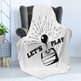 thumbnail image 4 of Gaming Soft Flannel Fleece Blanket, Lets Play Typography Game Vintage Joystick 80's Arcade Room on Plain Background, Cozy Plush for Indoor and Outdoor Use, 70" x 90", Charcoal Grey, by Ambesonne, 4 of 5