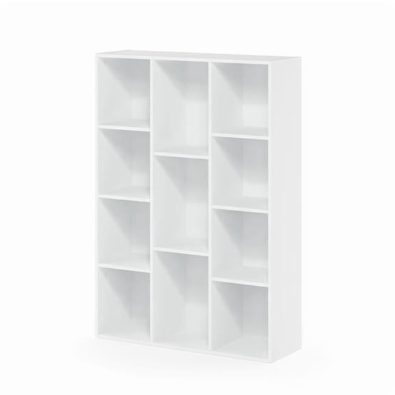 Furinno Bookcase Reversible Wood, 11 Shelf, White