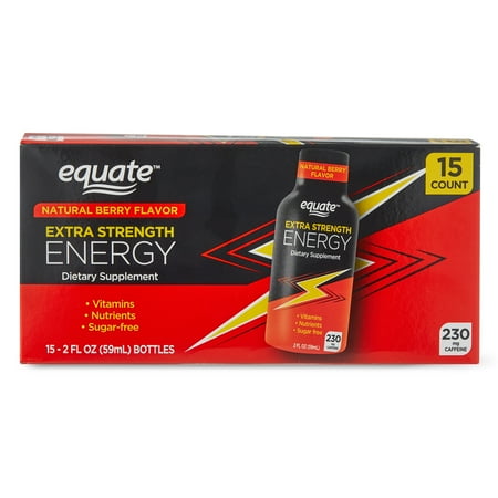 Equate Extra Strength Energy Dietary Supplement  Caffeine 230mg  Berry Flavor  15 Pack. Best by 09 OCT 2025