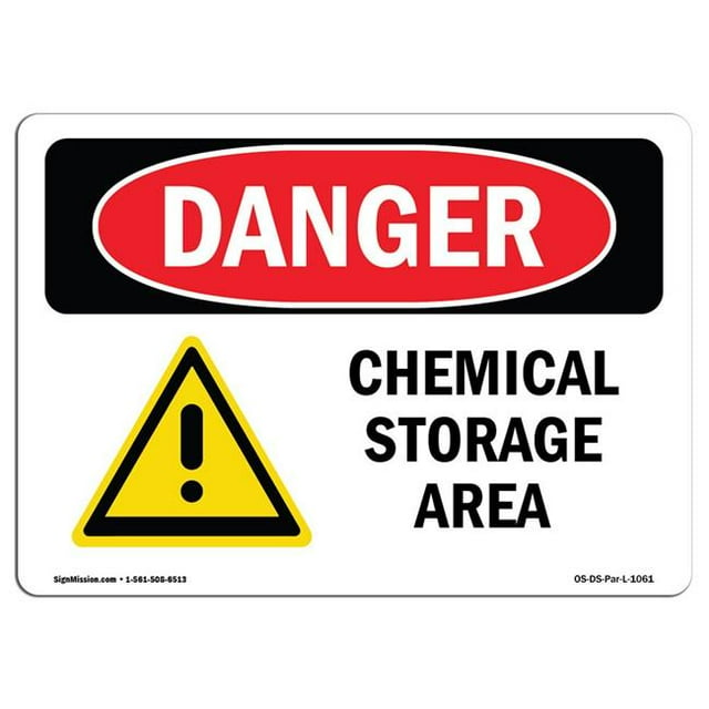 SignMission OS-DS-A-1218-L-1061 12 x 18 Po Signe de Danger OSHA - Zone de Stockage de Produits Chimiques