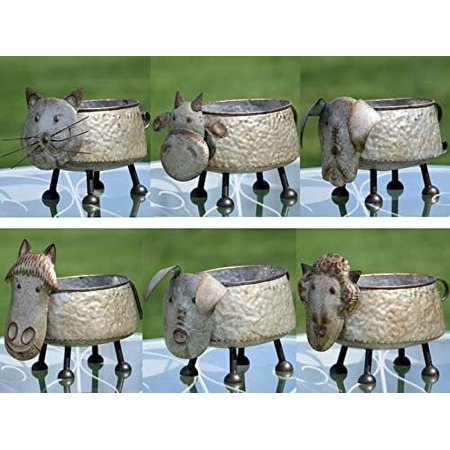 Galvanized Metal Farm Flower Planter Containers (Set of 6)