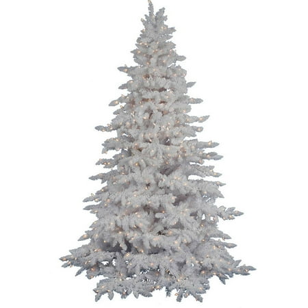 White Christmas Trees Decorated Vickerman 9' Flocked White Spruce Artificial Christmas Tree with 1200 Warm White LED Lights ()