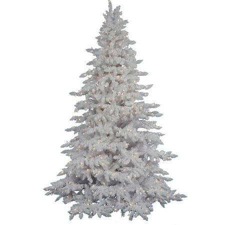 Vickerman 9' Flocked White Spruce Artificial Christmas Tree with 1200 Warm White LED (Best White Christmas Tree)