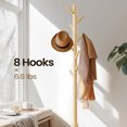 thumbnail image 3 of Coat Rack Stand 2pcs, with 3 Height Options and 8 Hooks Wooden Freestanding Coat Rack for Home, Office, Entryway, Hallway, 3 of 9