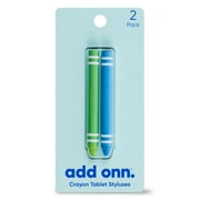 onn. Crayon Tablet Styluses Touch Pen with Soft Silicone Tip, 2 Count Pack - Blue and Green
