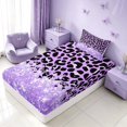 thumbnail image 5 of Homewish Purple Cheetah Print Twin Sheets for Girls, Princess Glitters Printed Bedding, 3 Pieces (1 Flat Sheet, 1 Fitted Sheet and 1 Pillowcase), 5 of 6