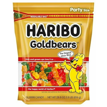 HARIBO Goldbears, Gummi Candy, 28.8 oz Resealable Bag, Assorted Flavors