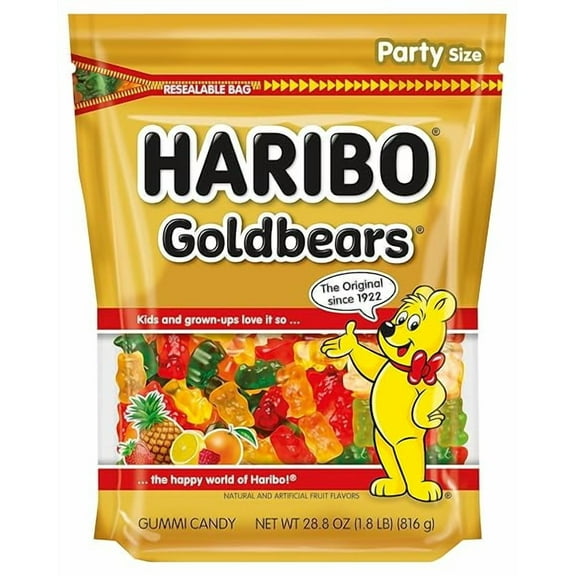 HARIBO Goldbears, Gummi Candy, 28.8 oz Resealable Bag, Assorted Flavors