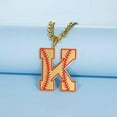 thumbnail image 2 of Baseball Initial A-Z Letter Pendant Necklace Cuban Chain Stainless Steel Jewelry, 2 of 7