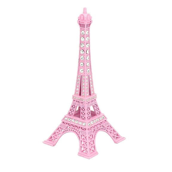 Unique Bargains 5.1 Inch Pink Rhinestone Eiffel Tower Decor Statue Decorations