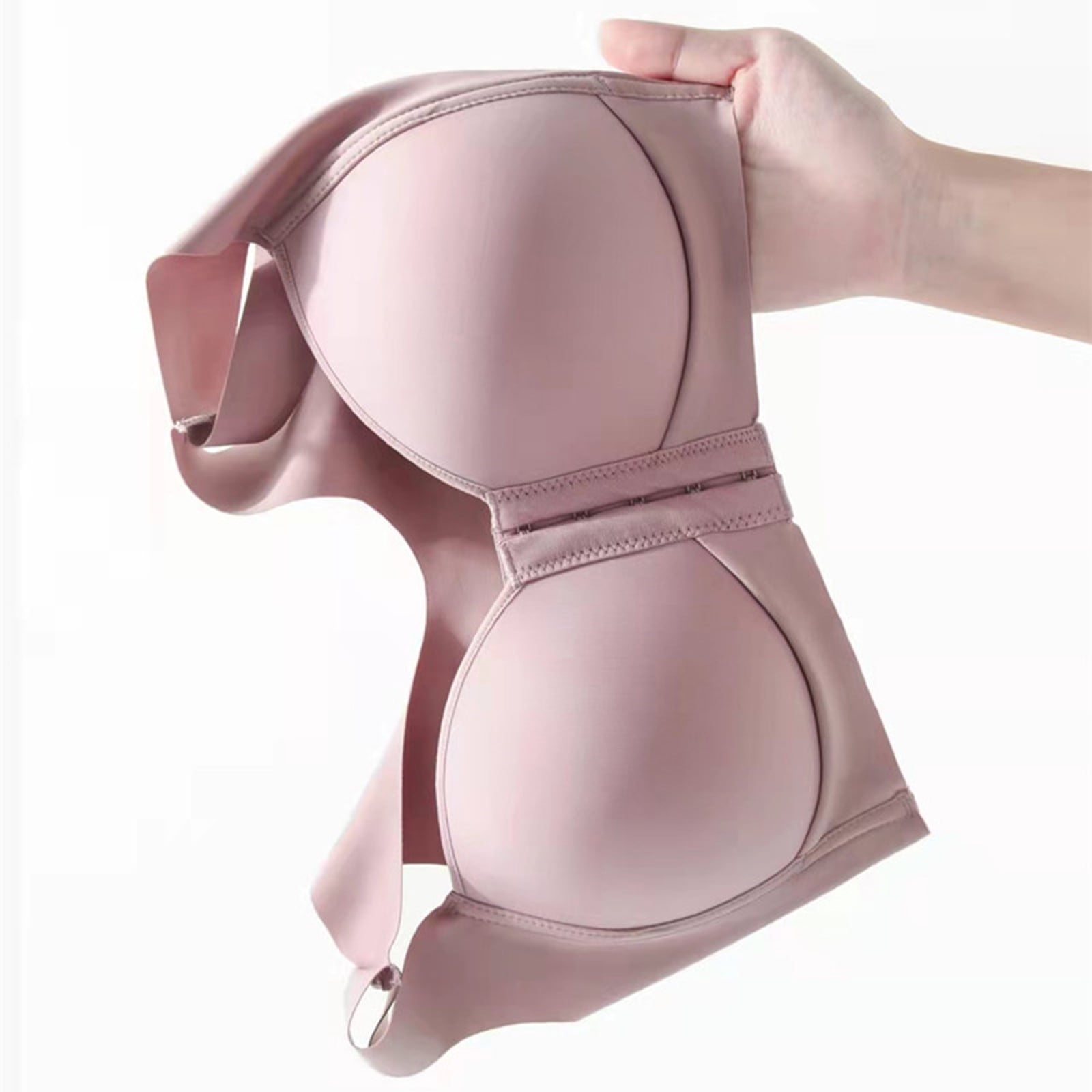 Fsqjgq Push up Bra for Women Gathered Padded Wireless Sports Bra Lingerie  Solid Seamless Breathable Brassiere Crop Top Underwear Pink 75C