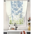 thumbnail image 3 of Blue Spring Floral Tie Up Curtains for Kitchen Bathroom Bedroom Windows 63 Inch Length, Ethnic Boho Vintage Botanical Balloon Drape Curtains Shade Rod Pocket Drapery Curtain Panel, 46"x63", 3 of 7