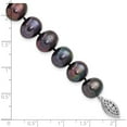 thumbnail image 5 of Sterling Silver Rhod-Plated 9-10mm Black Fwc Pearl Bracelet (7.25 X 10) Made In Canada qh5157-7.25, 5 of 5