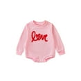 thumbnail image 2 of Elippeo Newborn Baby Girl Valentines Day Outfit 3M 6M 9M 12M Infant Onesie Romper Long Sleeve Sweatshirt Bubble Bodysuit Clothes, 2 of 10