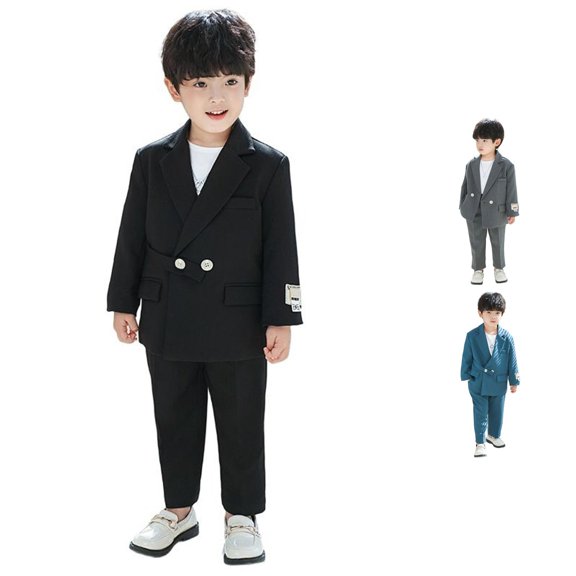 VOUZZA Boys Formal Suit Set Dress Jacket or Shirt and Pants 2 Piece Ring Bearer Outfit Boys Dress Clothes Spring Fall