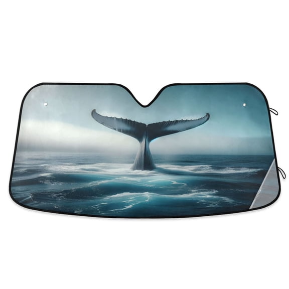 Whale Tail Car Windshield Sun Shade Foldable Car Front Window Visor Heat and UV Protection 53x23.5