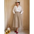 thumbnail image 4 of High-Waist Pleated A-Line Midi Skirt In Khaki, 4 of 8