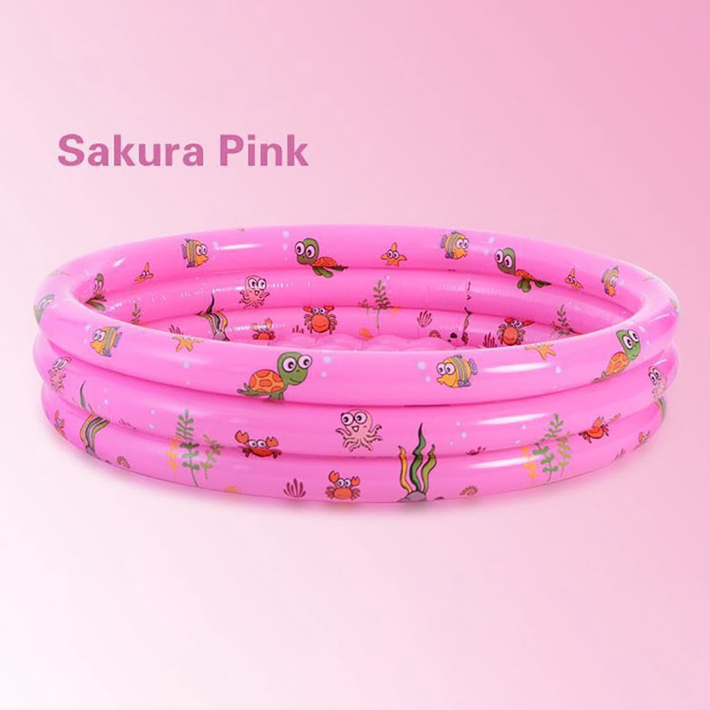 Yanxiao Pink 3 Rings Kiddie Pool for Toddler, 51.2”X15.8” Ocean World Round Kids Swimming Pool, Baby Ball Pit Inflatable Pool, Kids Pool for Indoor or Outdoor