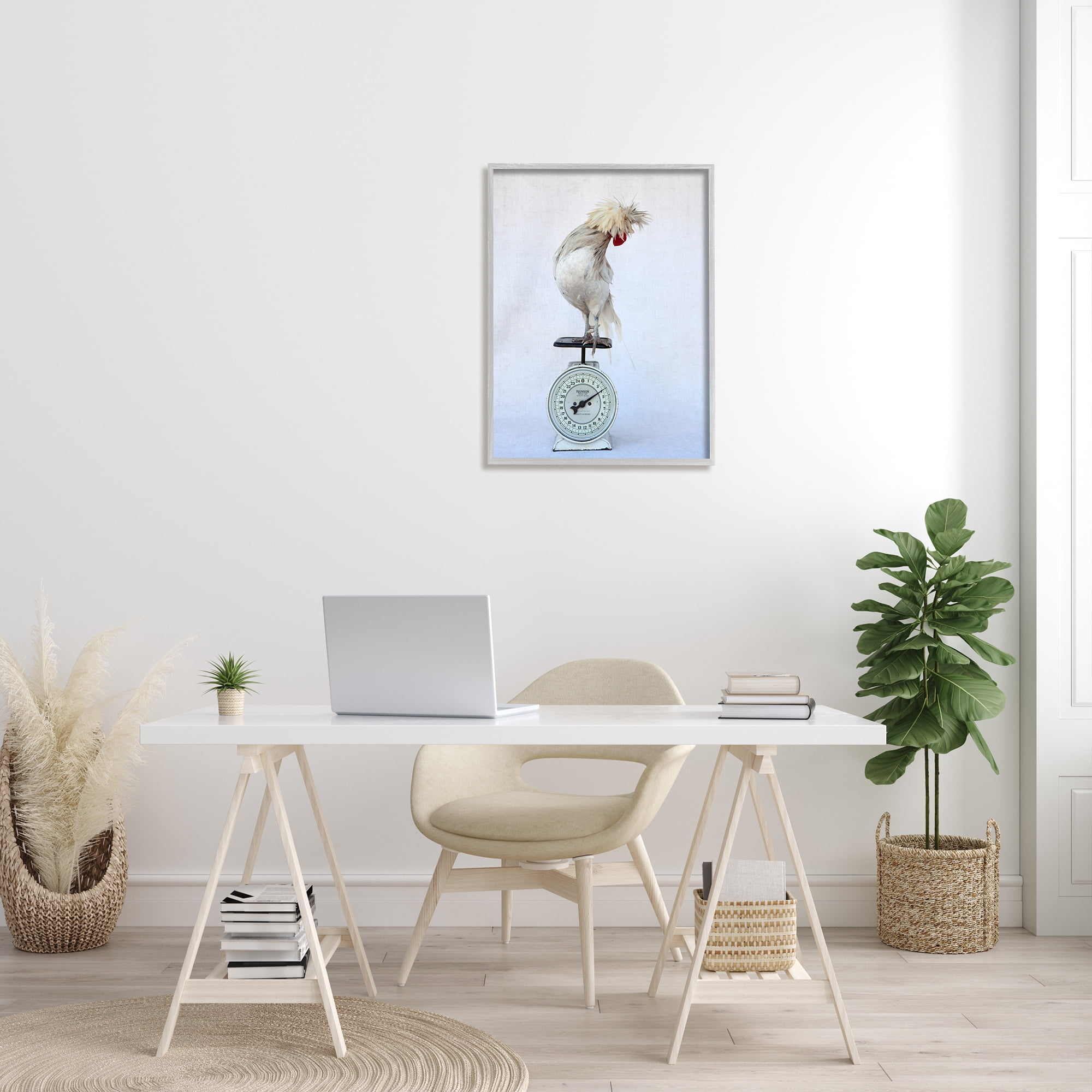 Stupell Industries White Bird Standing Vintage Kitchen Scale Photography Photograph Gray Framed Art Print Wall Art, Design by Tania Soderman