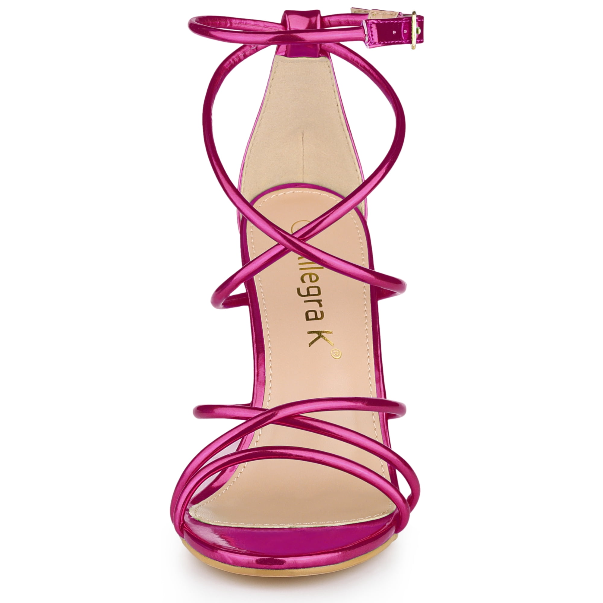 DARING DIVA Women's Open Toe Strappy Straps Stiletto Heel Sandals Hot Pink 10