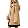 thumbnail image 6 of Girls Hooded Woolen Mid-Length Coat Zaewscy Children's Winter Solid Color Woollen Overcoat Long Sleeve Hooded Casual Outwear Pockets Jackets Kids Khaki 6-7 Years, 6 of 9