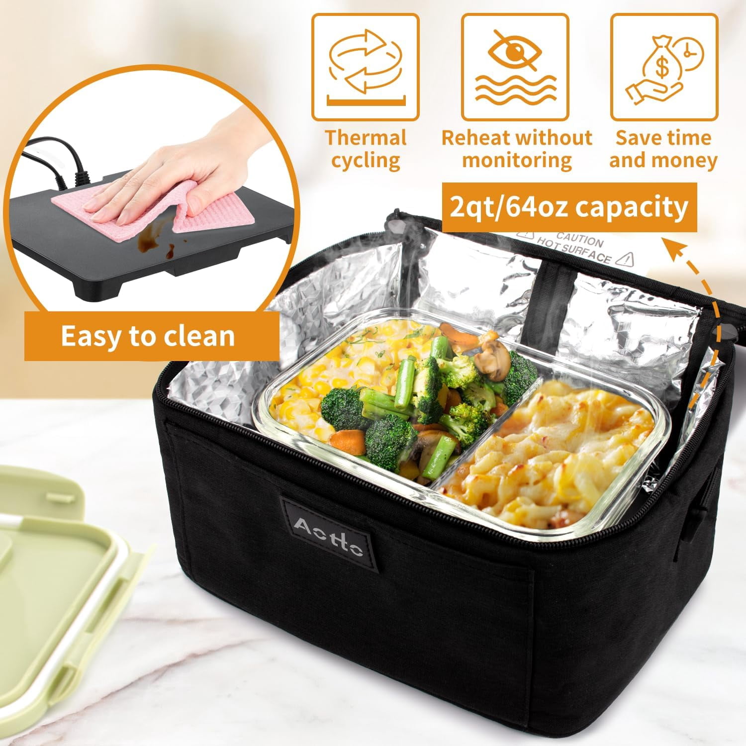 Portable Mini 12V/24V/110V 3-in-1 Car Food Warmer Electric Lunch Box Food Heater
