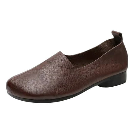 

KaLI_store Womens Loafers Slip On Shoes for Women Fashion Sneakers Memory Foam Cushioned Insole Walking Shoes Women Comfortable Loafers Flats Shoes Brown