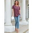 thumbnail image 5 of LELINTA Women's Casual Cold Shoulder T-Shirt Summer Short Sleeve Tunic Tops Front Knot Side Twist Blouses, Black/ Dark Grey/ Wine Red, S-2XL, 5 of 8