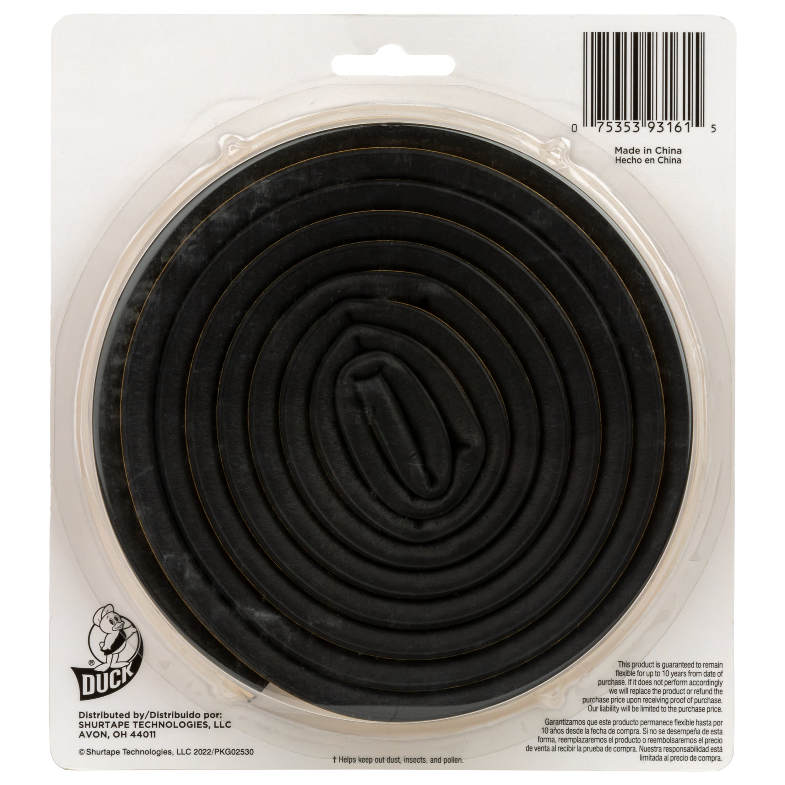 Duck Brand Auto & Marine Black Rubber Weatherstrip Seal, 0.31 in. x 0.38 in. x 17 ft.