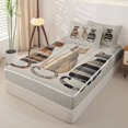 thumbnail image 3 of Manfei Patchwork Cat Zipper Queen Comforter Set with Fitted Sheet and 2 Pillowcases, Modern Fashion Grid Zipper Bedding Set, Beige, Gray Reversible, 4 Pieces, 3 of 7