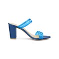 thumbnail image 3 of BLISSFUL STEP Women's Strappy Block Heel Slides Mules Sandals Blue 6.5, 3 of 7