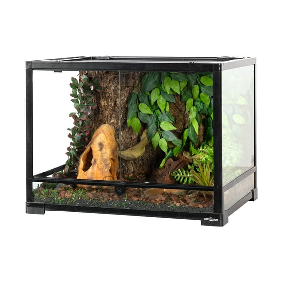 REPTI-ZOO 32 Gallon Large Reptile Glass Terrarium Tank,Double Hinge Door with Screen Ventilation Reptile Terrarium 23.6" x 17.7" x 17.7"(Knock-Down)