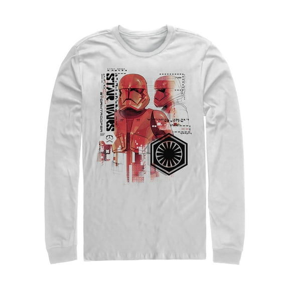 Men's Star Wars: The Rise of Skywalker Sith Trooper Schematic Detail Long Sleeve Shirt White Small