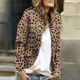thumbnail image 4 of IROINNID Women's Casual Short Jacket Stand Collar Print Open Front Long Sleeve Outwear, Brown, 4 of 6