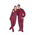thumbnail image 1 of Pyjama une-Pièce pour Adulte en Flanelle de Coton à Carreaux Rouge et Noir, Pyjama à Pieds, 1 of 2